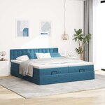 VidaXL Cadre de lit ottoman avec matelas bleu foncé 160x200 cm velours