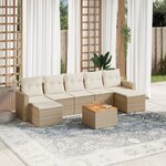vidaXL Salon de jardin avec coussins 8 Pièces beige résine tressée