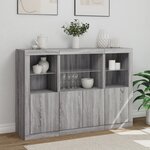 vidaXL Buffets avec lumières LED 3 Pièces sonoma gris bois d'ingénierie
