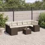 vidaXL Salon de jardin 8 Pièces avec coussins marron résine tressée