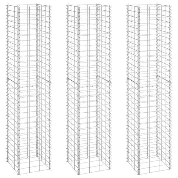 vidaXL Lits surélevés en gabion 3 Pièces 30x30x150 cm Fer