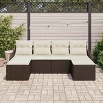 vidaXL Ensemble de canapé de jardin 6 Pièces Marron et blanc Poly rotin