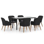 vidaXL Ensemble à manger de jardin avec coussins 7 Pièces Noir