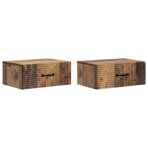 vidaXL Cabinet de chevet mural 2 Pièces Bois ancien 49 x 34 5 x 20 cm