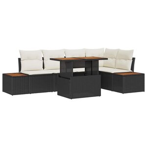 vidaXL Ensemble de salle à manger pour jardin 6 Pièces Noir et Beige