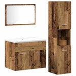 vidaXL Ensemble de mobilier de salle de bain 3 Pièces Bois Ancien
