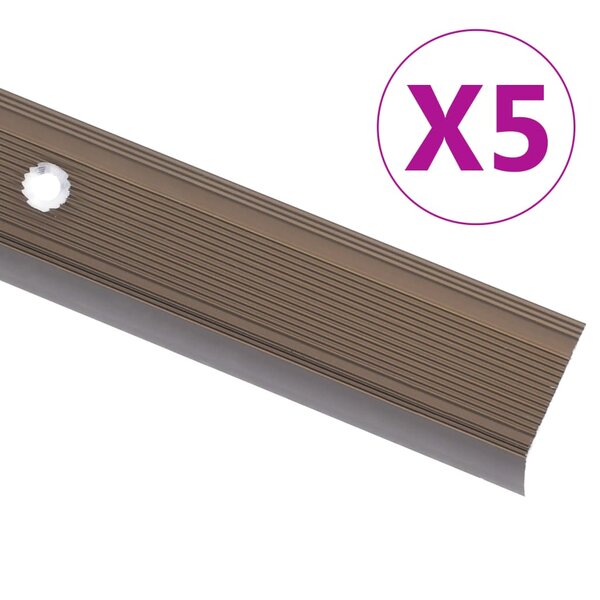 vidaXL Nez de marche Forme en L 5 Pièces Aluminium 100 cm Marron