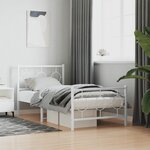 vidaXL Cadre de lit métal sans matelas avec pied de lit blanc 90x200cm