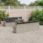 vidaXL Ensemble de canapé de jardin 7 Pièces Gris clair Poly rotin