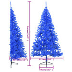 vidaXL Demi sapin de Noël artificiel avec support Bleu 240 cm PVC