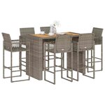 vidaXL Ensemble de bar de jardin 7 Pièces sans coussins gris poly rotin