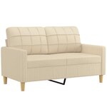 vidaXL Canapé à 2 places Crème 120 cm Tissu