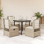 vidaXL Ensemble à manger de jardin avec coussins 5Pièces Beige poly rotin