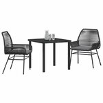 vidaXL Ensemble de salle à manger pour jardin 3 Pièces Noir polyrotin