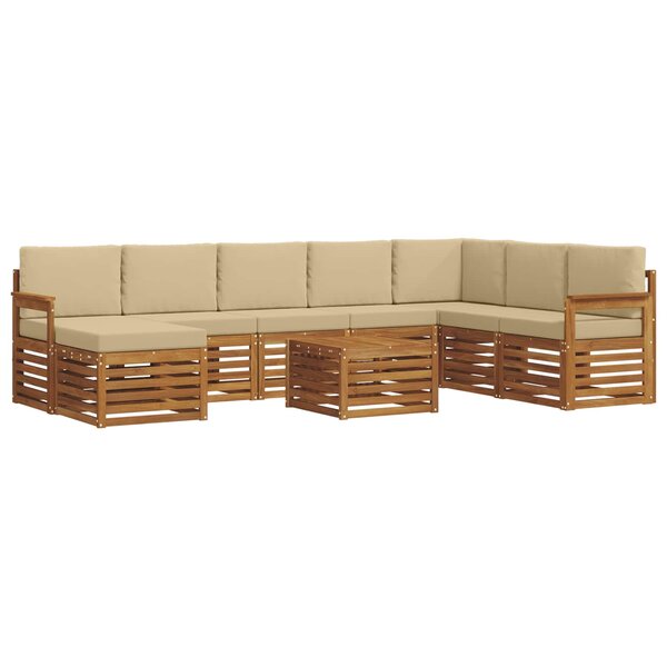 vidaXL Ensemble de canapés d'extérieur 9 Pièces Naturel et Beige
