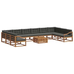 vidaXL Ensemble de canapés d'extérieur 11 Pièces Naturel et Anthracite