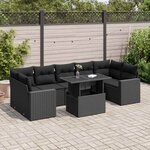 vidaXL Salon de jardin 8 Pièces avec coussins noir résine tressée