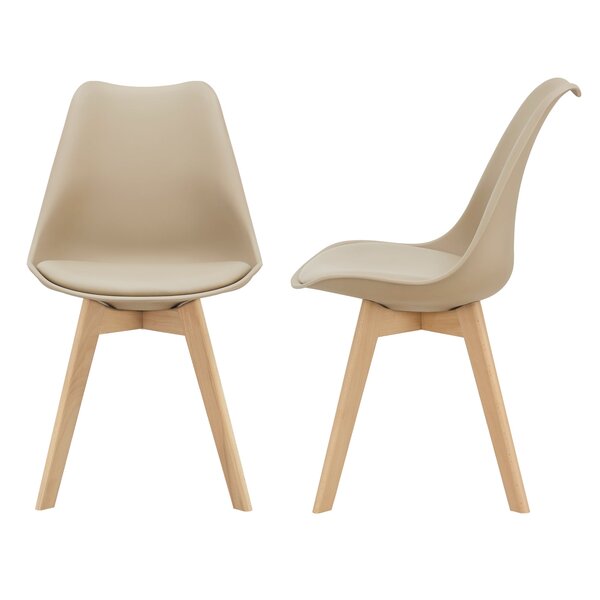 Lot de 2 chaises de salle à manger scandinave siège cuisine plastique synthétique hêtre 81 cm beige 03_0002767