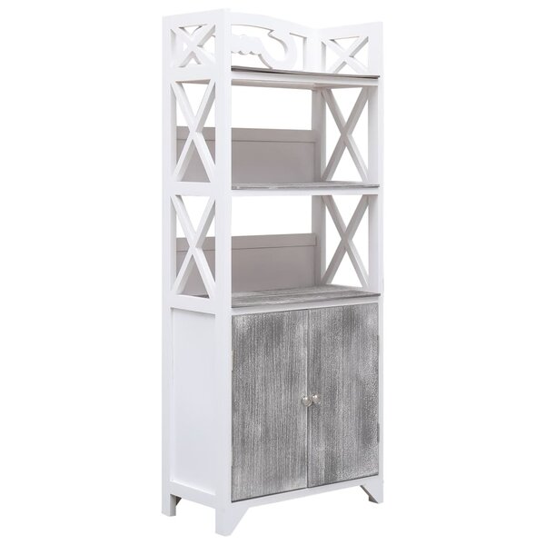 vidaXL Armoire de salle de bain Blanc et gris 46x24x116 cm Paulownia