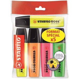 Surligneur 'BOSS ORIGINAL'  Ecopack de 5 STABILO