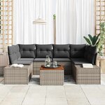 vidaXL Ensemble de canapé de jardin 7 Pièces Gris