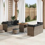 vidaXL Ensemble de canapé de jardin 9 Pièces Gris polyrotin