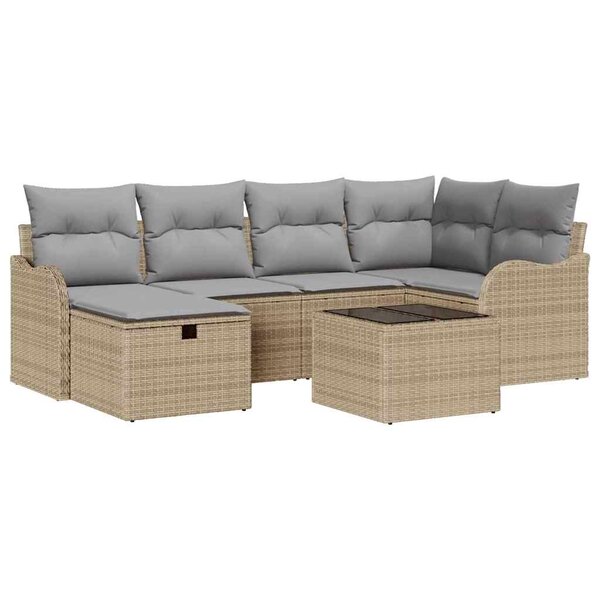 vidaXL Ensemble de canapé de jardin 7 Pièces beige et gris clair