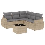 vidaXL Salon de jardin avec coussins 6 Pièces beige résine tressée