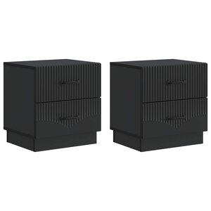 vidaXL Cabinet de chevet avec tiroir 2 Pièces Noir 43 x 34 5 x 44 5 cm