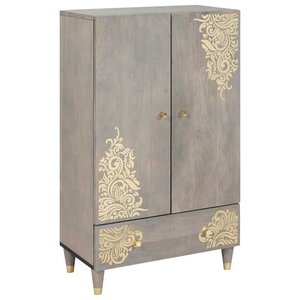 vidaXL Haut Armoire avec étagère Gris et or 60 x 33 5 x 100 cm