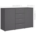 vidaXL Buffet Gris 120x35 5x75 cm Bois d'ingénierie