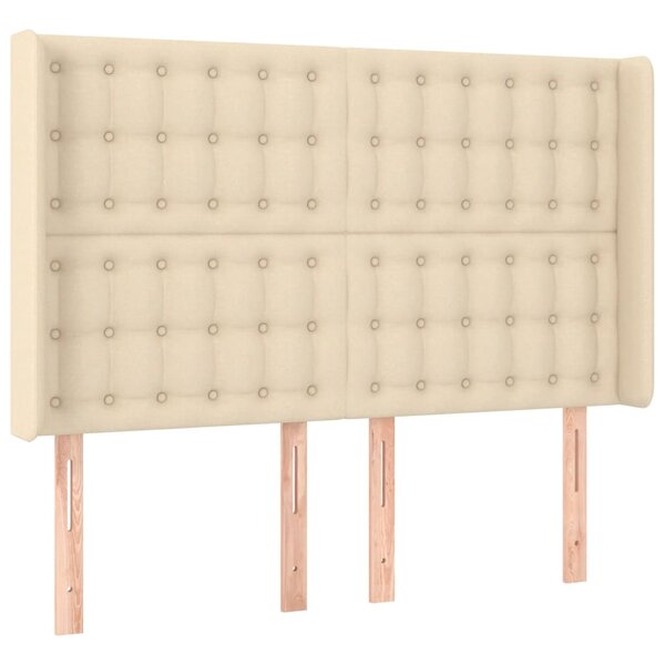 vidaXL Tête de lit avec oreilles Crème 147x16x118/128 cm Tissu