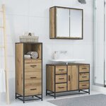 vidaXL Ensemble de mobilier de salle de bain 3 Pièces chêne artisanal