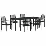 vidaXL Ensemble de salle à manger pour jardin 7 pc Noir
