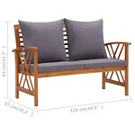 vidaXL Salon de jardin 2 Pièces avec coussins bois d'acacia solide