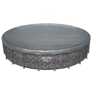 Bestway Couverture de piscine Ø6 10 m Rond Polyester Gris