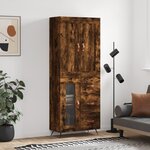 vidaXL Buffet haut Chêne fumé 69 5x34x180 cm Bois d'ingénierie