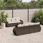 vidaXL Salon de jardin 8 Pièces avec coussins marron résine tressée