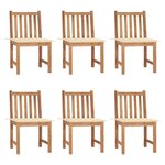 vidaXL Chaises de jardin lot de 6 avec coussins Bois de teck massif