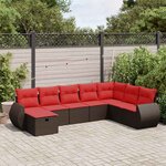 vidaXL Salon de jardin 8 Pièces avec coussins marron résine tressée