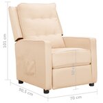 vidaXL Fauteuil inclinable Crème Tissu