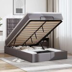 VidaXL Cadre de lit ottoman avec matelas gris 120x200 cm similicuir