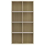 vidaXL Bibliothèque/Buffet blanc et chêne sonoma bois d'ingénierie