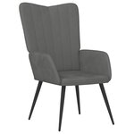 vidaXL Chaise de relaxation avec repose-pied Gris foncé Velours
