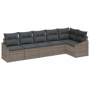 vidaXL Ensemble de canapé de jardin avec coussin 6 Pièces Gris polyrotin