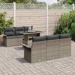 vidaXL Ensemble de canapé de jardin 7 Pièces Gris Poly Rattan