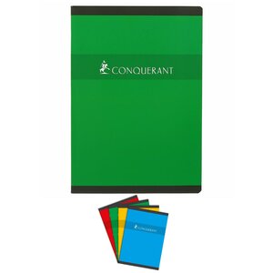 cahier agrafé A4 96 pages70g grands carreaux coloris aléatoires CONQUÉRANT