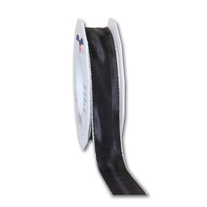Ruban de soie avec bordure doré manhattan 25-m-rouleau 25 mm gris ardoise