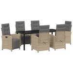 vidaXL Ensemble de salle à manger pour jardin 7 pc Beige polyrotin