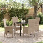 vidaXL Ensemble de salle à manger pour jardin 5 Pièces Beige polyrotin